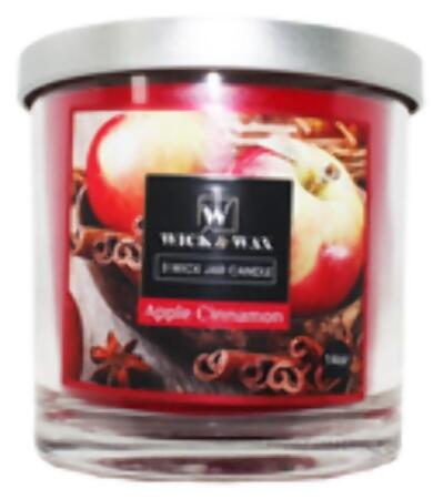 Wick & Wax 2359346 14 oz 3-Wick Jar Candle, Apple Cinnamon - Case of 6
