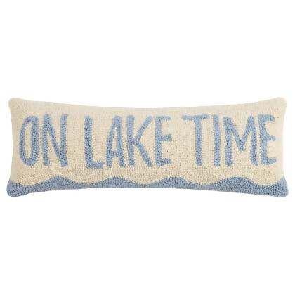 Peking Handicraft 30JES751C22OB 8 x 22 in. On Lake Time Poly-filled Rectangular Hook Pillow, Multi Color 
