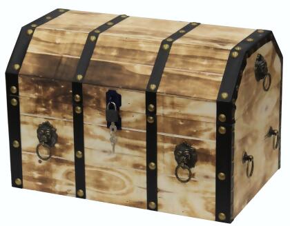 Vintiquewise QI003319L Wooden Decorative Lion Rings Pirate Trunk with Lockable Latch & Lock, Large