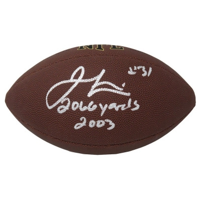 Schwartz Sports Memorabilia LEWFTB313 NFL Baltimore Ravens & Cleveland Browns Jamal Lewis Signed Wilson Super Grip Football with 2066 Yds 2003 Inscription - Full Size 