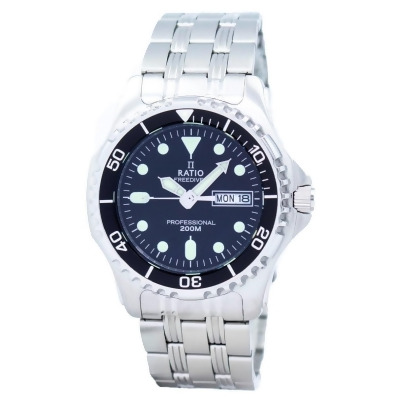 Ratio 36JL140 Free Diver Professional 200M Sapphire Quartz Men Watch, White 