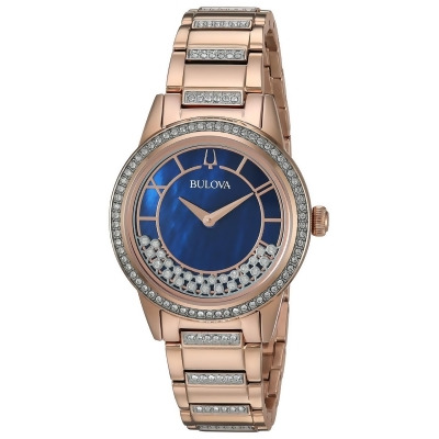 Bulova 98L247 32 mm Crystal Turn Style Rose Gold-Tone Ladies Watch 