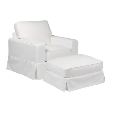Sunset Trading Americana Chair & Ottoman Slipcover Set - White 