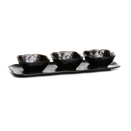 Novell Collection X3857 14.5 x 5.5 x 2.5 in. Section Porcelain Bowl with Tray - Set of 3