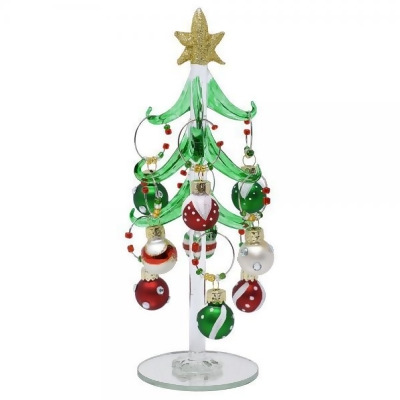 Gift Essentials XM-2042 8 in. Green Tree with Red, Green & White Wine Charms 