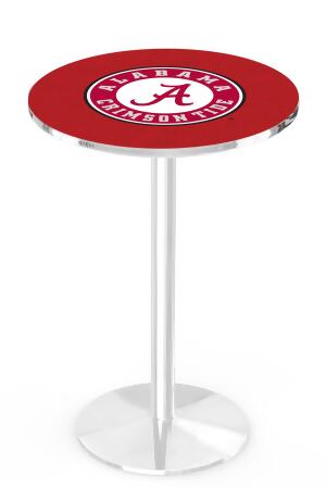 L214 University of Alabama (Script A) 36" Tall - 30" Top Pub Table with Chrome Finish 