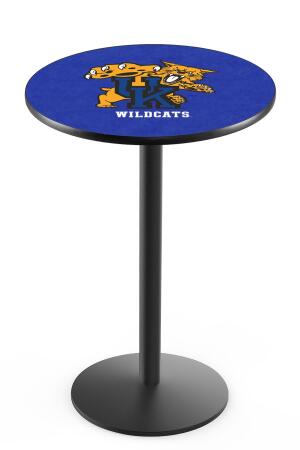 L214 University of Kentucky (Cat) 42" Tall - 30" Top Pub Table with Black Wrinkle Finish 