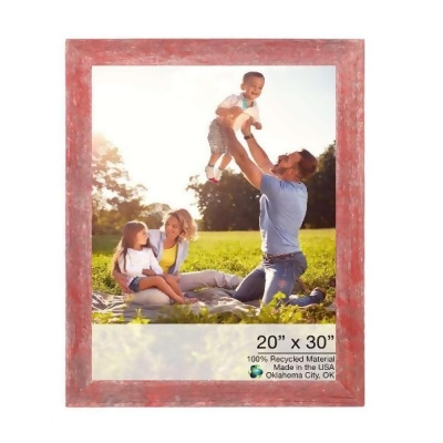 HomeRoots 386540 20 x 30 in. Rustic Farmhouse Red Wood Picture Frame 