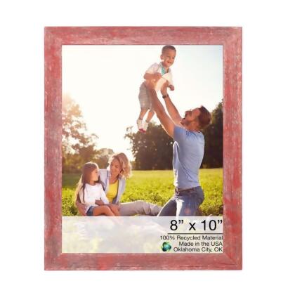 HomeRoots 386569 8 x 10 in. Rustic Farmhouse Red Wood Picture Frame 