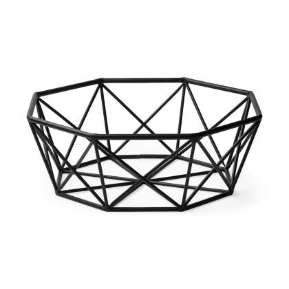 HomeRoots 392181 6.10 x 16.73 x 16.73 in. Black Geometric Metal Centerpiec Bowl 