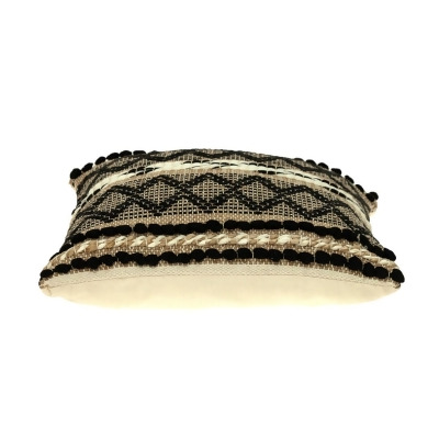 HomeRoots 383173 17.72 x 17.72 x 4 in. Black & Sand Woven Decorative Pillow 