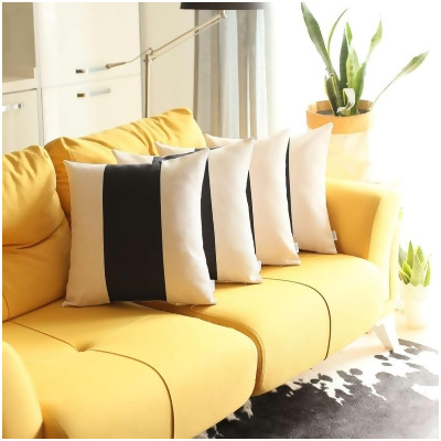 HomeRoots 392637 18 x 18 x 1 in. Black & Yellow Center Pillow Covers, Set of 4 