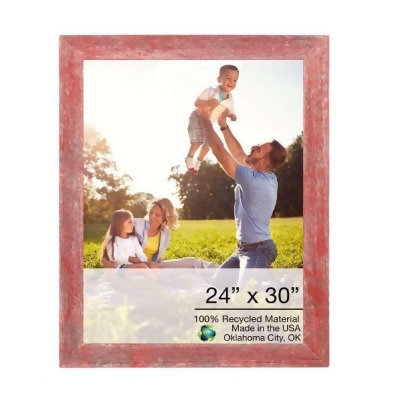 HomeRoots 386550 24 x 30 in. Rustic Farmhouse Red Wood Picture Frame 