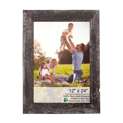 HomeRoots 386509 12 x 24 in. Rustic Farmhouse Rustic Black Wood Picture Frame 