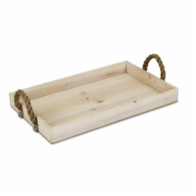 HomeRoots 399616 2 x 19.75 x 11.75 in. Natural Wooden Tray with Rope Handles 