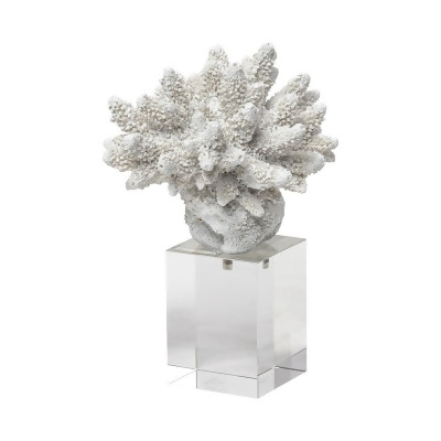 HomeRoots 392433 6 in. White Contemporary Coral & Glass Sculpture 