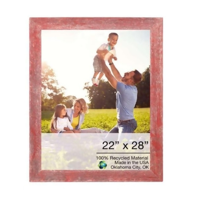 HomeRoots 386546 22 x 28 in. Rustic Farmhouse Red Wood Picture Frame 