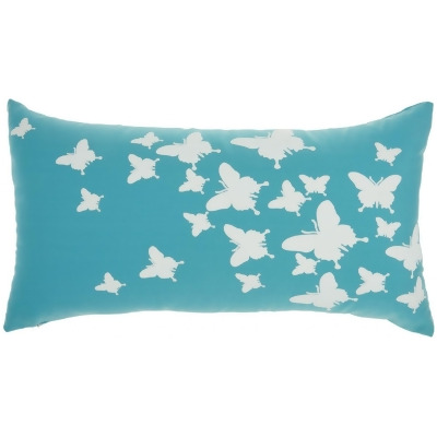 HomeRoots 386624 12 x 22 in. Bright Blue Butterfly Print Lumbar Pillow 