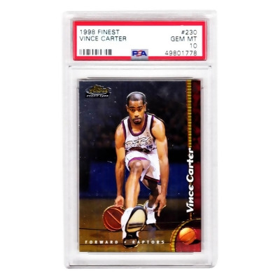 Schwartz Sports Memorabilia PS2VC98F2 NBA Toronto Raptors Vince Carter 1998 Topps Finest Basketball No. 230 RC Rookie Card - PSA 10 GEM Mint 