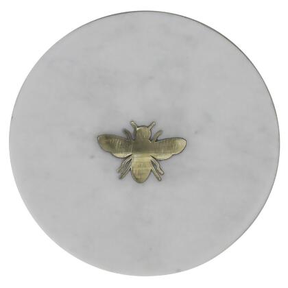 HomeRoots 397893 Bumble Bee Inlay Marble Serving Tray, White & Gold 