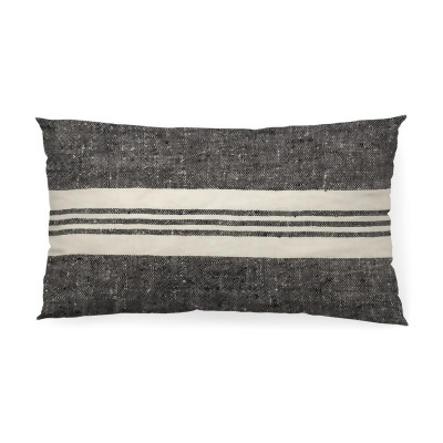 HomeRoots 392277 Striped Lumbar Accent Pillow Cover, Black & White 