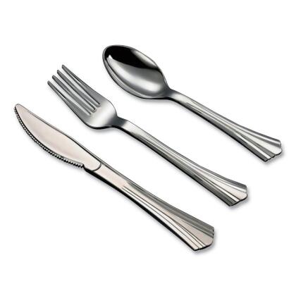 Tablemate 8305A-SV Sterling Assorted Plastic Cutlery, Silver 