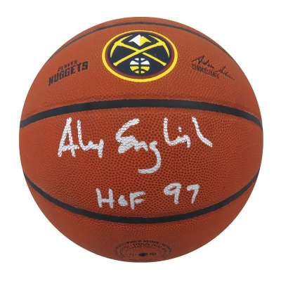 Schwartz Sports Memorabilia ENGBSK205 Alex English Signed Wilson Denver Nuggets Logo NBA Basketball with HOF97 