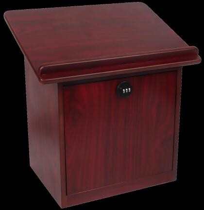 Nua 58382 17 x 15.75 x 11.8 in. Mahogany 2 Tone Table Top Shtender with Door & Combination Lock 