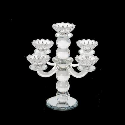 Art Judaica 54318 25 cm Crystal 5 Branch Candlesticks 