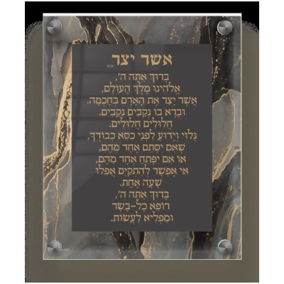 Schonfeld Collection 182157 9.5 x 11.5 in. Acrylic Asher Yatzar Edos Mizrach Black Gold Wall Frame 