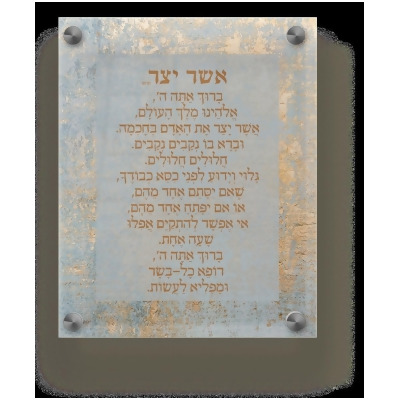 Schonfeld Collection 182156 9.5 x 11.5 in. Acrylic Asher Yatzar Edos Mizrach Teal & Gold Wall Frame 