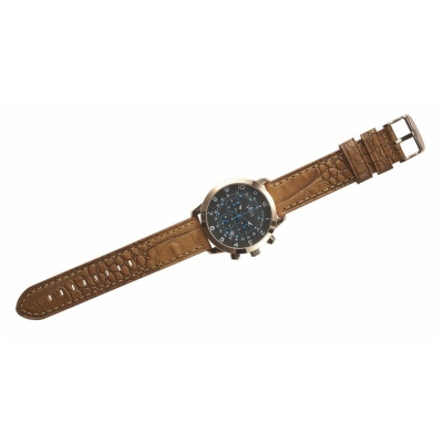 Visol VRW7893-TN Westminster Antique Leather Wrist Watch, Brass & Tan 