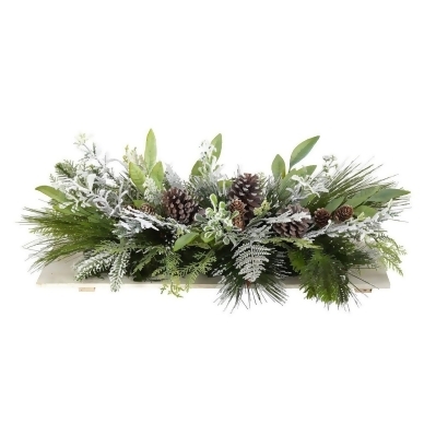 Nearly Natural A1844 26 in. Holiday Flocked Winter Christmas Artificial Arrangement Cutting Board Wall Decor Or Table Arrangement 