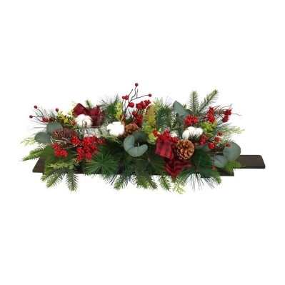Nearly Natural A1845 24 in. Holiday Berries Pinecones & Eucalyptus Christmas Artificial Arrangement Cutting Board Wall Decor Or Table Arrangement 