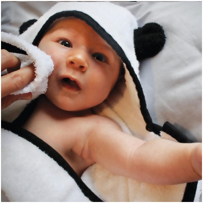 BedVoyage 19989452 Panda Baby Rayon Viscose Bamboo Bath Essentials, White & Black 