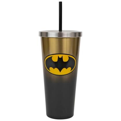 Batman 831430 Batman Symbol Stainless Steel Travel Cup with Straw 
