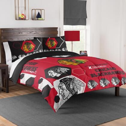 Northwest 1NHL-85801-0004-EDC Chicago Blackhawks Hexagon King Size Printed Comforter & Shams Set 