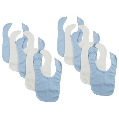 Bambini CS-0132 12.25 x 7.5 in. Baby Bibs, Blue & White - One Size - 10 per Pack 
