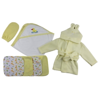 Bambini CS-0014 Hooded Towel, Washcloths & Hand Washcloth Mitt, White & Yellow - Newborn 