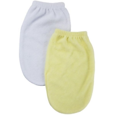 Bambini CS-0004 Washcloth Mitt Set, White & Yellow - Newborn - 2 per Pack 