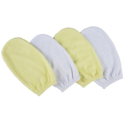 Bambini CS-0015 Washcloth Mitt Set, White & Yellow - Newborn - 4 per Pack 