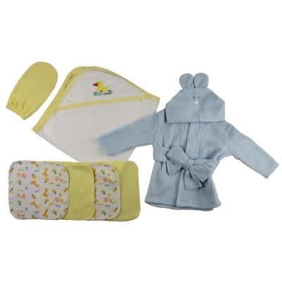 Bambini CS-0013 Hooded Towel, Washcloths & Hand Washcloth Mitt, White & Blue - Newborn 