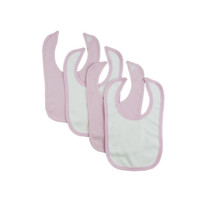 Bambini CS-0170 12.25 x 7.5 in. Baby Bibs, White & Pink - One Size - 4 per Pack 