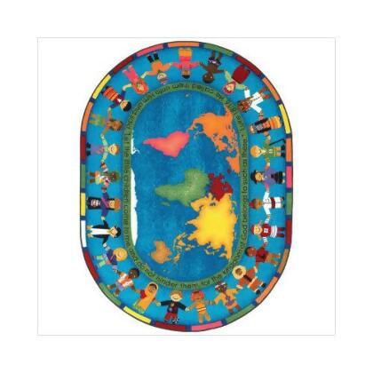 Joy Carpets 1513DD Let the Children Come 7 ft.8 in. x 10 ft.9 in. Oval WearOn Nylon Machine Tufted- Cut Pile Educational- Faith Based Rug