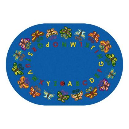 Joy Carpets 1541DD Butterfly Delight 7 ft.8 in. x 10 ft.9 in. Oval WearOn Nylon Machine Tufted- Cut Pile Educational Rug 