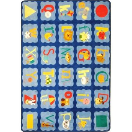 Joy Carpets 1628C Kid Essentials Alphabet Blues Infants & Toddlers Rectangle Rugs Multi Color - 5 ft. 4 in. x 7 ft. 8 in. 