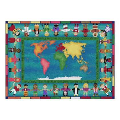 Joy Carpets 1513D Let the Children Come 7 ft.8 in. x 10 ft.9 in. WearOn Nylon Machine Tufted- Cut Pile Educational- Faith Based Rug
