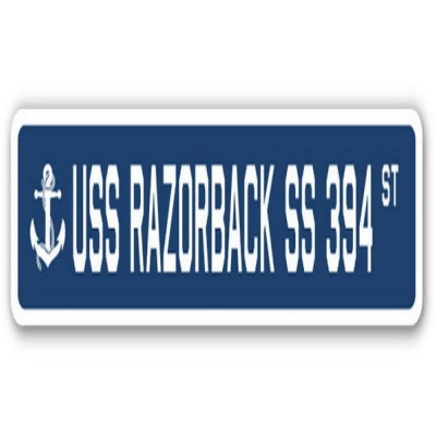 SignMission SSN-624-Razorback Ss 394 USS Razorback SS 394 Street Sign - US Navy Ship Veteran Sailor Gift 
