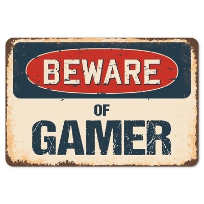 SignMission Z-A-710-BW-Gamer Beware of Gamer Rustic Sign 