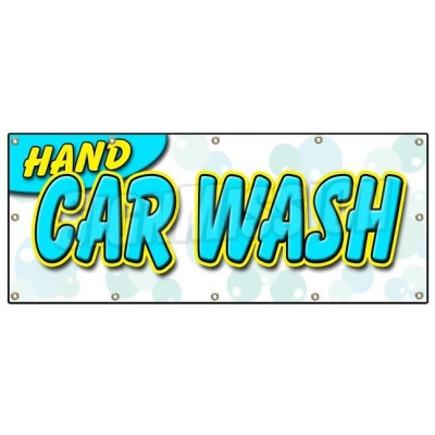SignMission B-120 Hand Car Wash 48 x 120 in. Hand Car Wash Banner Sign - Detail Wax Car Wash Clean Auto Service 